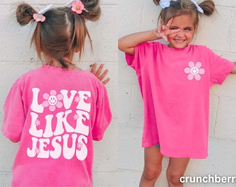 Retro Love Like Jesus Shirt, Cute Youth Jesus Shirt, Christian Shirt for Kids, Comfort Colors