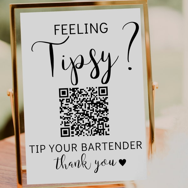 QR Code Sign Template | Tip Your Bartender Sign | Scan to Pay Sign | Virtual Payment sign | Wedding Open Bar Sign | Virtual Tip Jar Sign