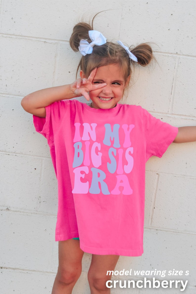 Retro Big Sis Shirt, Pregnancy Announcement Shirt, In My Big Sis Era, Shirt for Sister to Be, Cute Sister Shirt, Retro Comfort Colors Kids Crunchberry