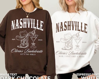 Custom Nashville Bachelorette Party Sweatshirts, Cowgirl Bachelorette Party, Nashville Bride, Western Bachelorette, Bachelorette Crewnecks