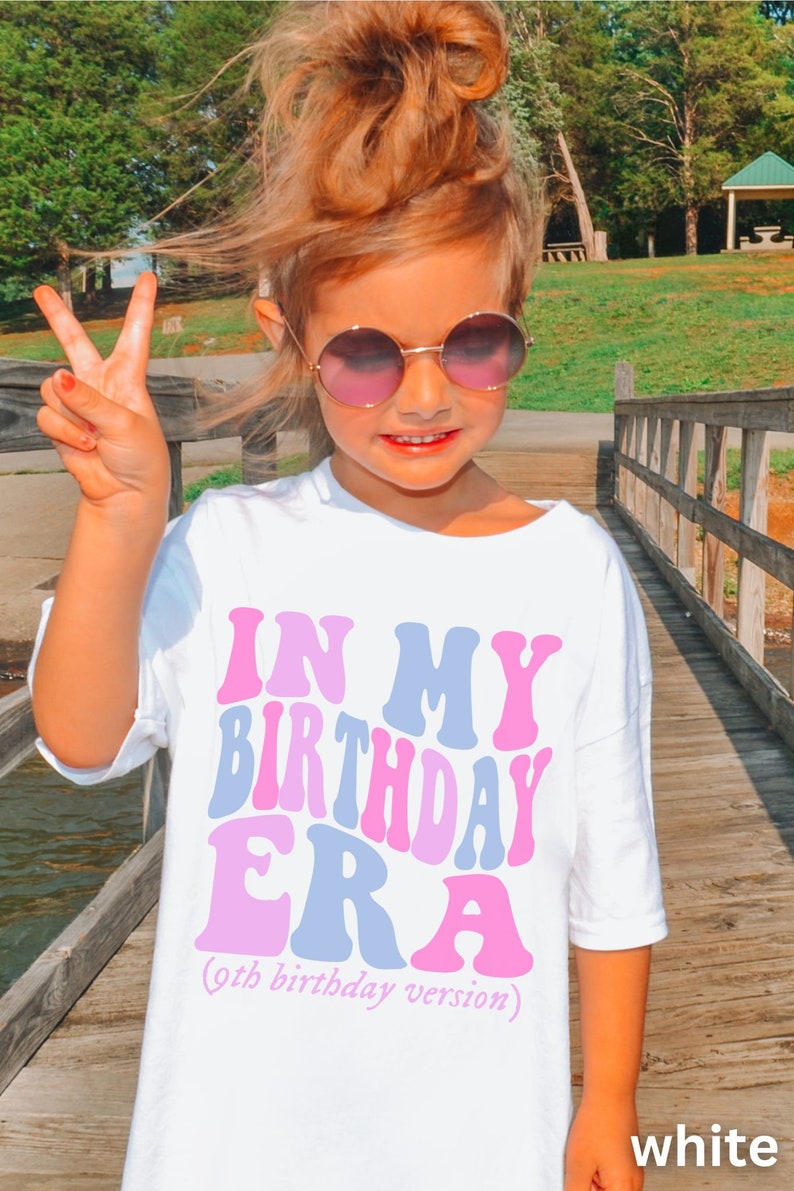 In My 9th Birthday Era, Kids Birthday Shirt, Retro 9th Birthday Girl Shirt, Cute Kids Birthday Outfit, Shirt for Ninth Bday, Youth Shirt White