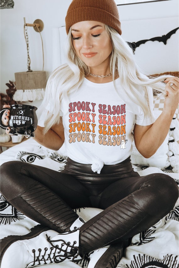 Spooky Season Shirt, Retro Halloween Tee, Spooky Shirt, Halloween, Ghost, Black, PSL, Pumpkin Fall, Cute and Scary, Autumn Shirt