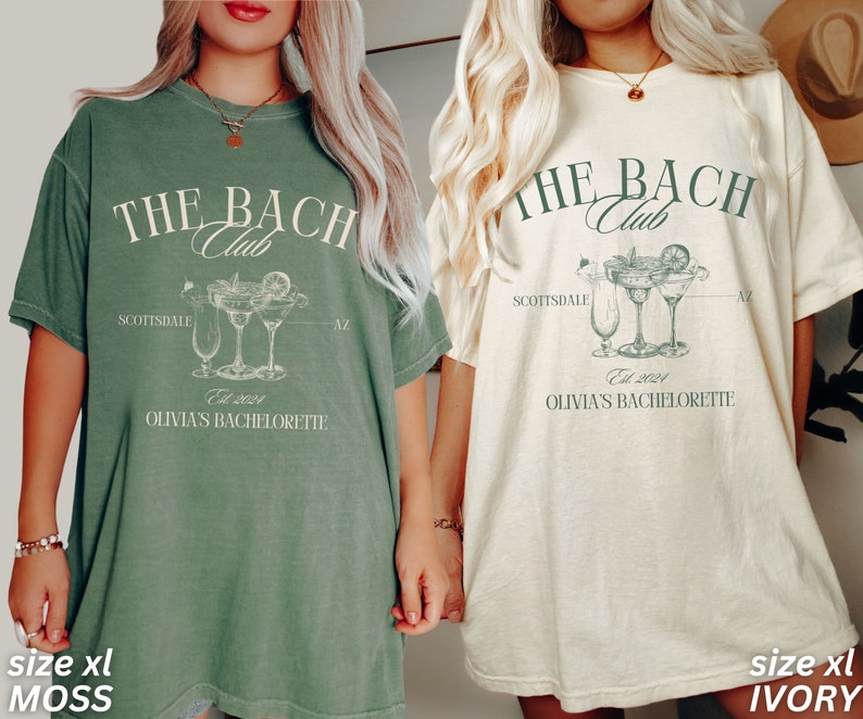 Bachelorette Party Shirts, The Bach Club Bachelorette Shirts, Custom Bachelorette Shirts, Personalized Luxury Bachelorette, Social Club Bach image 1