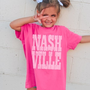 Comfort Colors Youth Nashville Shirt, Cute Nashville Tee, Kids Concert Shirt, Music City Shirt, Western Tennessee TShirt, Vintage Distressed