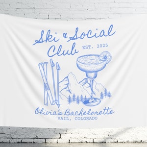 Winter Bachelorette Party Banner, Custom Bachelorette Banner, Bachelorette Tapestry, Personalized Luxury Mountain Bachelorette, Ski Trip