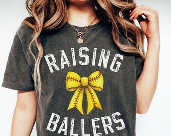 Comfort Colors Softball Mom Shirt, Raising Ballers Shirt, Softball Season Tee, Softball Mom TShirt, Game Day Shirt, Softball Lover
