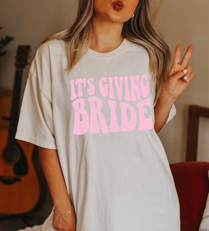 Gift for Bride, Funny Bride Shirt, Engagement Gift, Its Giving Bride, Retro Groovy Bride Tee, Funny Bride gift, Bachelorette Gift for Bride Ivory