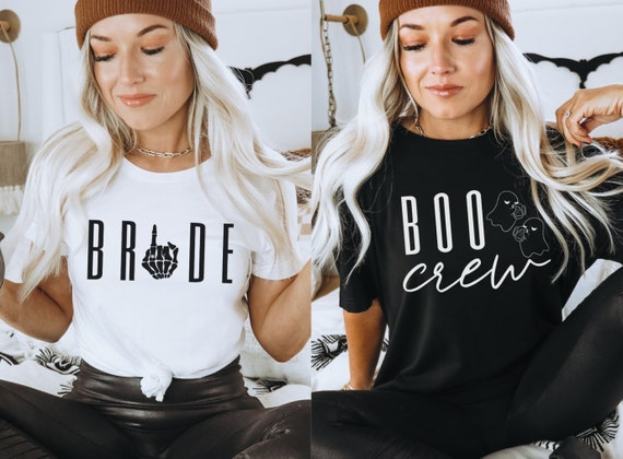 Halloween Bachelorette Party Shirts, Skeleton Bride Tee, Boo Crew Bridesmaids TShirts, Spooky Bach Party Tees, Halloween Bride