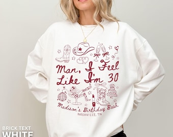 Nashville Geburtstag Sweatshirts, Nashville Geburtstag Sweatshirts, 30 Geburtstag Crewneck, 21. Geburtstag Geschenk, Gruppe Geburtstag Crewnecks