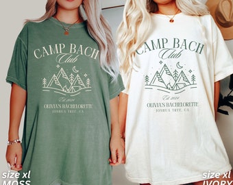 Camisas de despedida de soltera, camisas de despedida de soltera de camping, club Camp Bach, camisas de despedida de soltera personalizadas, despedida de soltera de lujo personalizada