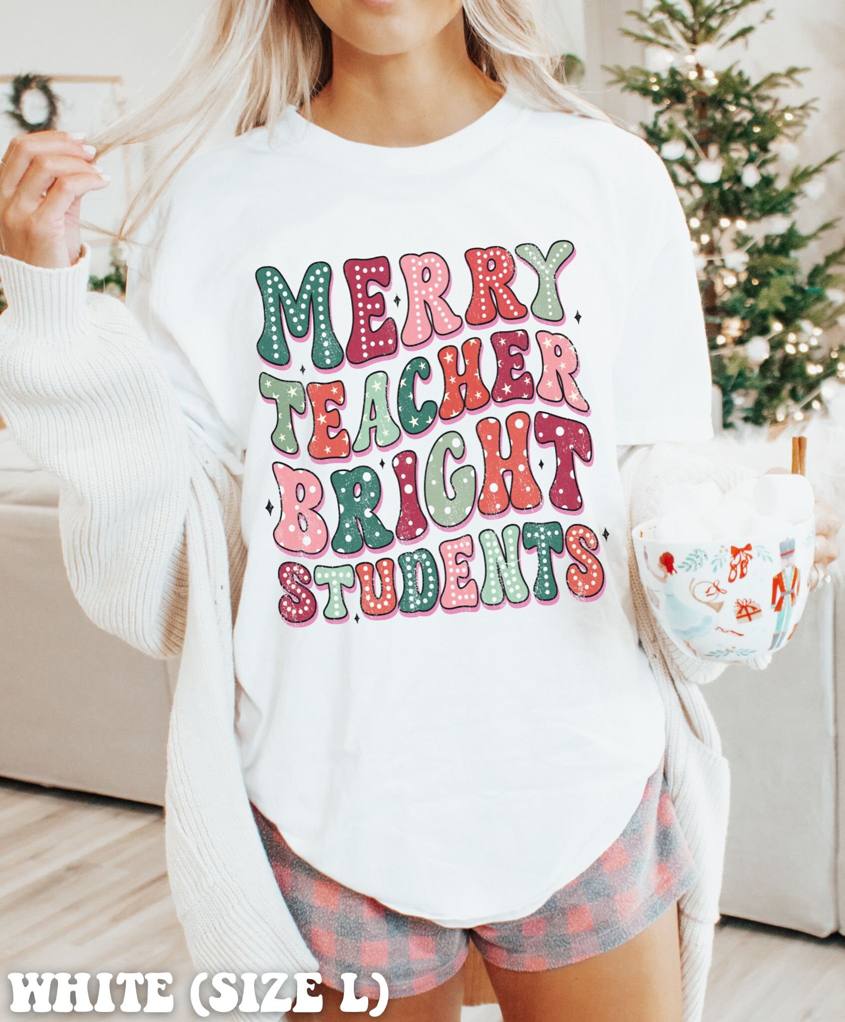 コンフォートカラーズ 先生用クリスマスシャツ レトロクリスマス先生用