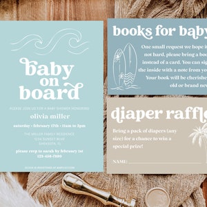 Baby on Board Baby Shower Invitation Suite | Minimalist Beach Baby Shower Template | Boy Baby Shower Invite | Editable Template