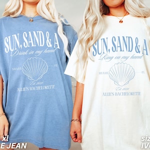 Beach Bachelorette Party Shirts, Sun Sand and a Ring on My Hand, Custom Bachelorette Shirts, Personalized Luxury Bachelorette, Beach Bride