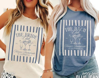 Bachelorette Party Tanks, The Bach Club Striped Bachelorette Tank Tops, Custom Bachelorette, Personalized Luxury Bachelorette, Striped Bach