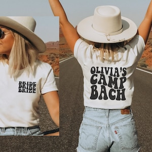 Personalized Camp Bachelorette Shirts, Camping Bachelorette, Mountain Bach Party Tees, Retro Camping Bachelorette, Outdoorsy Bachelorette
