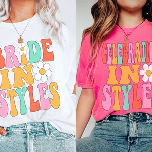 Retro Bachelorette Shirts, Bride in Styles, Celebrating in Styles, Comfort Colors Retro Groovy Bachelorette, Boho Bride Shirt