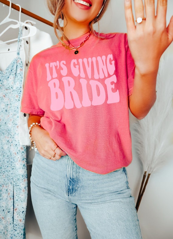 Gift for Bride, Funny Bride Shirt, Engagement Gift, Its Giving Bride, Retro Groovy Bride Tee, Funny Bride gift, Bachelorette Gift for Bride