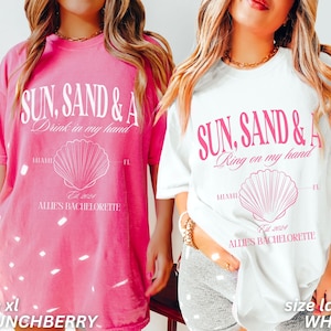 Beach Bachelorette Party Shirts, Sun Sand and a Ring on My Hand, Custom Bachelorette Shirts, Personalized Luxury Bachelorette, Beach Bride