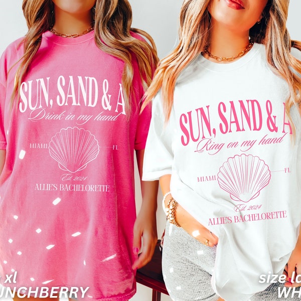 Beach Bachelorette Party Shirts, Sun Sand and a Ring on My Hand, Custom Bachelorette Shirts, Personalized Luxury Bachelorette, Beach Bride