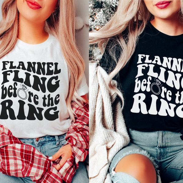 Flannel Fling Before The Ring, Mountain Bachelorette Party Shirts, Winter Bach Party Tees, Flannel Fling Bach Party, Cabin Bachelorette