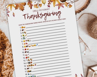 Thanksgiving Emoji Game, Family Thanksgiving Game, Friendsgiving Games, Printable Thanksgiving Games, Fall Emoji Game, Instant Download