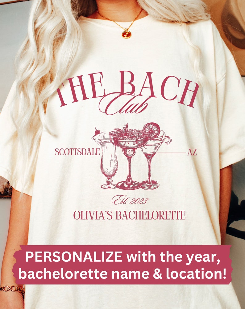 Bachelorette Party Shirts, The Bach Club Bachelorette Shirts, Custom Bachelorette Shirts, Personalized Luxury Bachelorette, Social Club Bach image 4