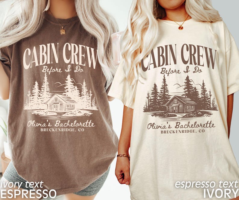 Custom Bachelorette Party Shirts Cabin Crew Camping Bachelorette Mountain Bride Hiking Outdoorsy Bridal Party Tees Comfort Colors bild 2