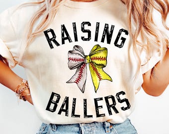 Chemise baseball softball pour maman, chemise Raising Ballers, t-shirt saison de baseball, t-shirt maman softball, chemise le jour du match, amateur de baseball