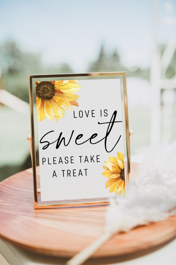 Sunflower Bridal Shower Decor Love is Sweet Sign Dessert Etsy