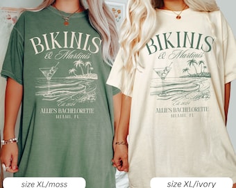 Beach Bachelorette Party Shirts, Bikinis and Martinis, Custom Bachelorette Shirts, Personalized Luxury Bachelorette, Social Club Bach