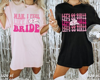 Nashville Bachelorette Shirts, Cowgirl Bachelorette Tees, Retro Country Bachelorette Party Shirts, Funny Bach Party, Man I Feel Like A Bride