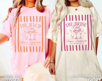 Bachelorette Party Shirts, The Bach Club Bachelorette Shirts, Custom Striped Bachelorette Shirts, Personalized Luxury Bach, Social Club Bach