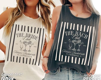 Bachelorette Party Tanks, The Bach Club Striped Bachelorette Tank Tops, Custom Bachelorette, Personalized Luxury Bachelorette, Striped Bach