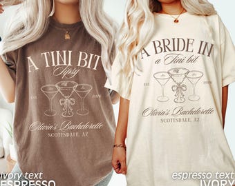 Bachelorette Party Shirts, Espresso Martini Bachelorette, Bride in a Tini Bit, Custom Bachelorette Tees, Espresso Martini, Comfort Colors