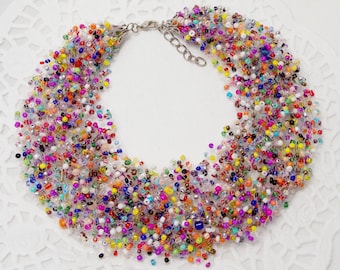 Girlfriend gift for best friend Beaded jewelry Statement necklace rainbow jewelry bib necklace spring jewelry summer jewelry funny jewelry