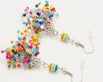 Funny gift colorful earrings lesbian earrings rainbow earrings funny earrings gay parade lgbt earrings beadwoven earrings whimsical earrings