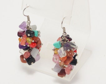 Stones earrings amethyst earrings beaded earrings statement earrings summer earrings gemstone earrings rainbow jewelry gem earrings for mom