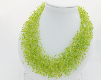 Lime green necklaces green wedding spring Original Necklace big bead necklace neck jewelry bohemian necklace for woman Statement necklace