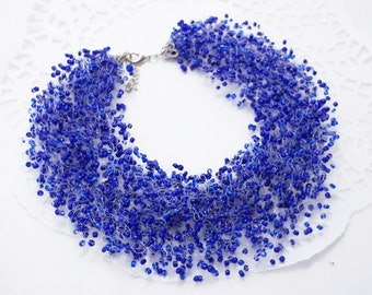 Something blue jewelry for wedding Navy blue necklace royal blue necklace for women dark blue necklace blue bridal jewelry beaded jewelry