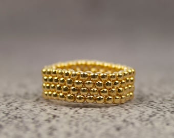 Golden rings custom Cute and design ring Seed bead Unusual ring Everyday wear minimalist Custom Size