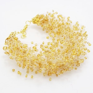 Golden bead bracelet success Multistrand bracelet Matron of honor gift Bridesmaid gift idea Gold bridal bracelet Gold chunky bracelet formal