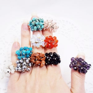 Gift for girlfriend gemstone ring statement ring for women beaded ring cheap ring Alternative ring promise ring fashion rings Boho jewelry image 1