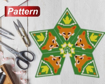 3d dierenpatronen kralen peyote sterren 3d kralenpatronen kralen vos patroon Warped Square geavanceerd patroon peyote sterpatroon ster kralen