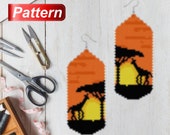 Giraffe pattern Seed bead earrings peyote stitch brick pdf download pattern Stitch of weaving bead earring pattern Wild African Animal diy