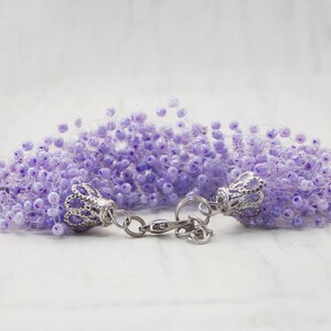Light purple gem Amethyst jewelry Gift for teacher Multistrand bracelet Mermaid party Amethyst bracelet Elastic beaded cuff stretch gemstone image 1