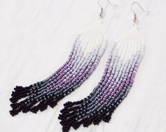 The look out earrings Shoulder dusters Long tassel ombre bead earrings Chasing Waterfalls woven earrings Mothers day gifts Beadwork jewelry