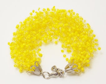 Bold bright sunny yellow bracelets for women gift ideas stretch bridesmaid yellow wedding bright accessories multistrand elastic stackable
