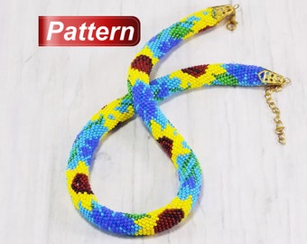 DIY Sunflower necklace pattern bead crochet Jewelry rope download tutorial beading instructions Wild flower cornflower leaf