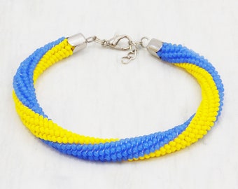 Ukrainian Flag yellow blue bracelet Stand With Ukraine jewelry  Ukraine colors