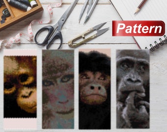 Bead pattern monkey pattern Even count peyote delica bead pattern Monkey craft beading Peyote cuff pattern Animal tutorial diy PDF instant